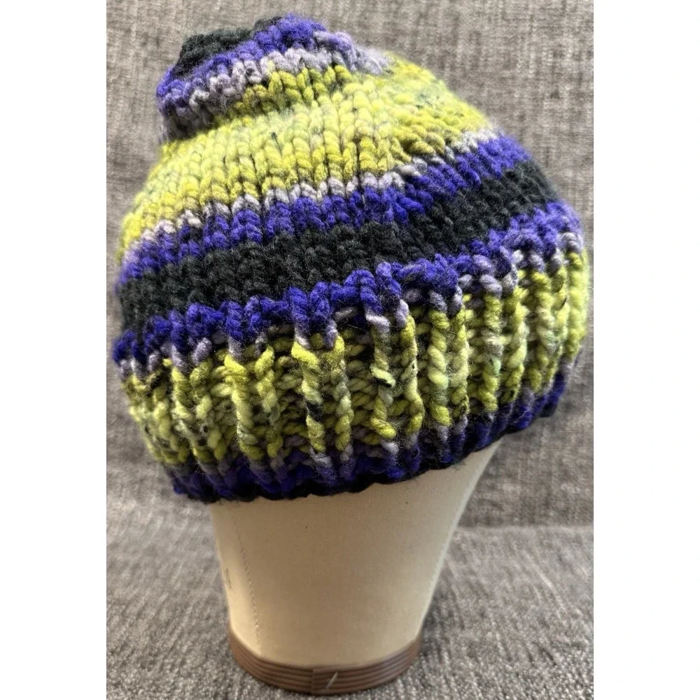 Handmade Chunky Knit Beanie Hat L XL Slouchy Acrylic Winter Cap Unisex